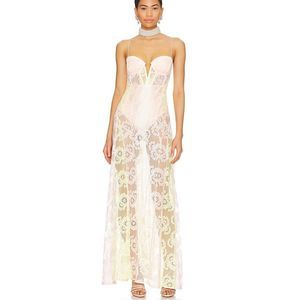 For Love & Lemons - “Blossom” Lace Maxi Dress - NWT, SZ S, Multi Color